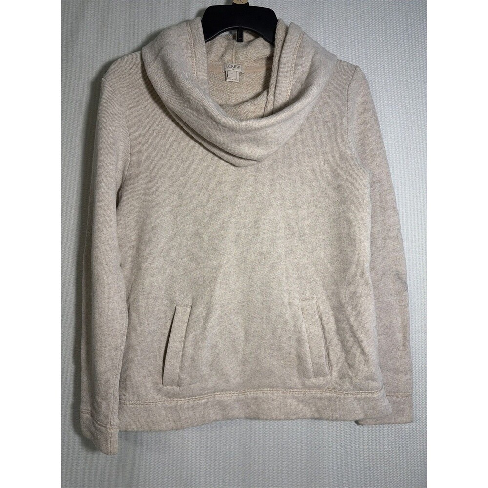 J. Crew Cowl Neck Sweatshirt Cream Cotton Wool Cozy Minimalist Neutral Size S